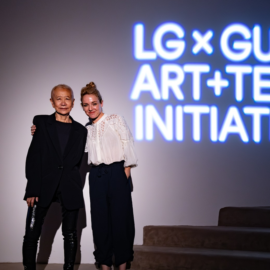 Shu Lea Cheang, 2024 LG Guggenheim recipient and Noam Segal, LG Electronics associate curator of Guggenheim