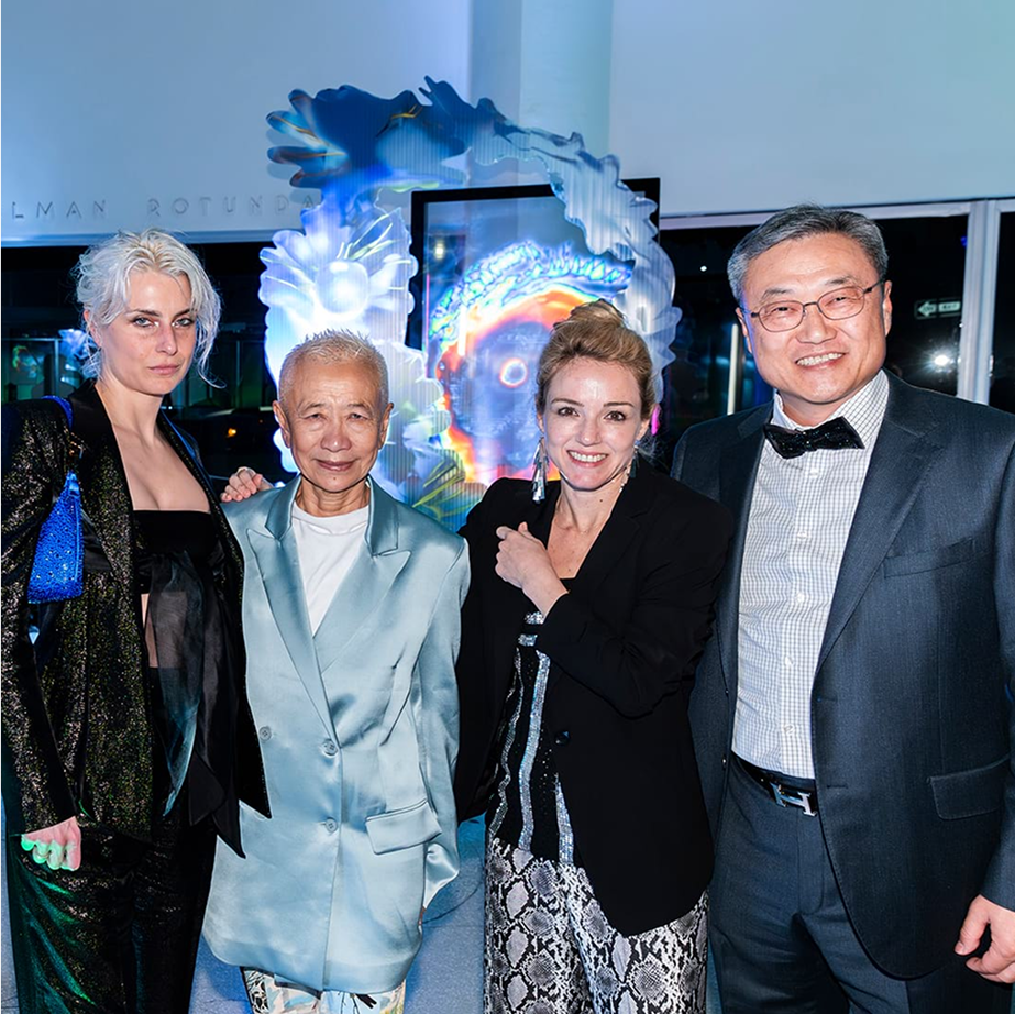 Rachel Rossin, 2024 YCC artist collaborator, Shu Lea Cheang, the 2024 LG Guggenheim Award recipient, Noam Segal, LG Electronics associate curator of Guggenheim, Chris Jung, CEO of LG Electronics USA