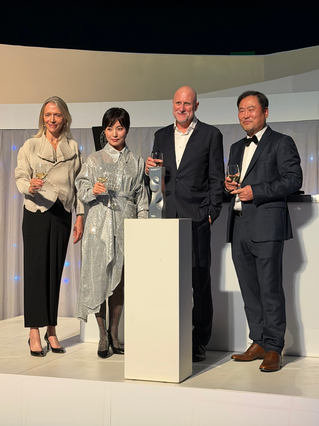 Commemorative photo of Trevor Paglen and key representatives at the 2026 LG Guggenheim Award ceremony at the Guggenheim Museum
