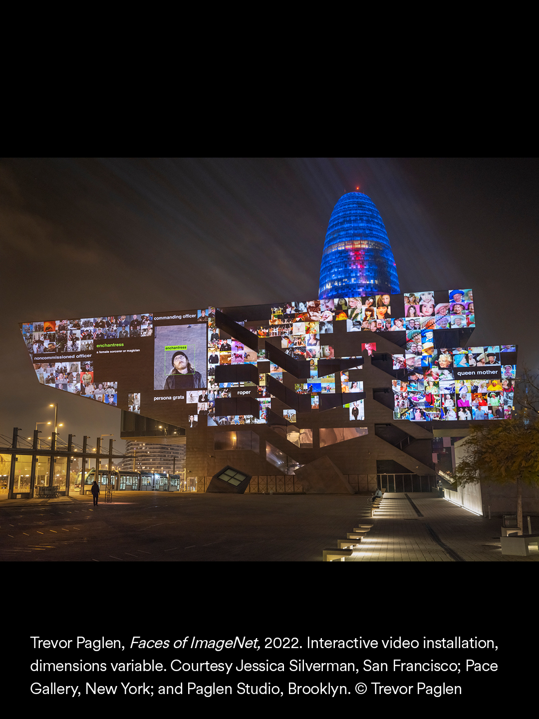 Trevor Paglen’s interactive video installation “Faces of ImageNet”