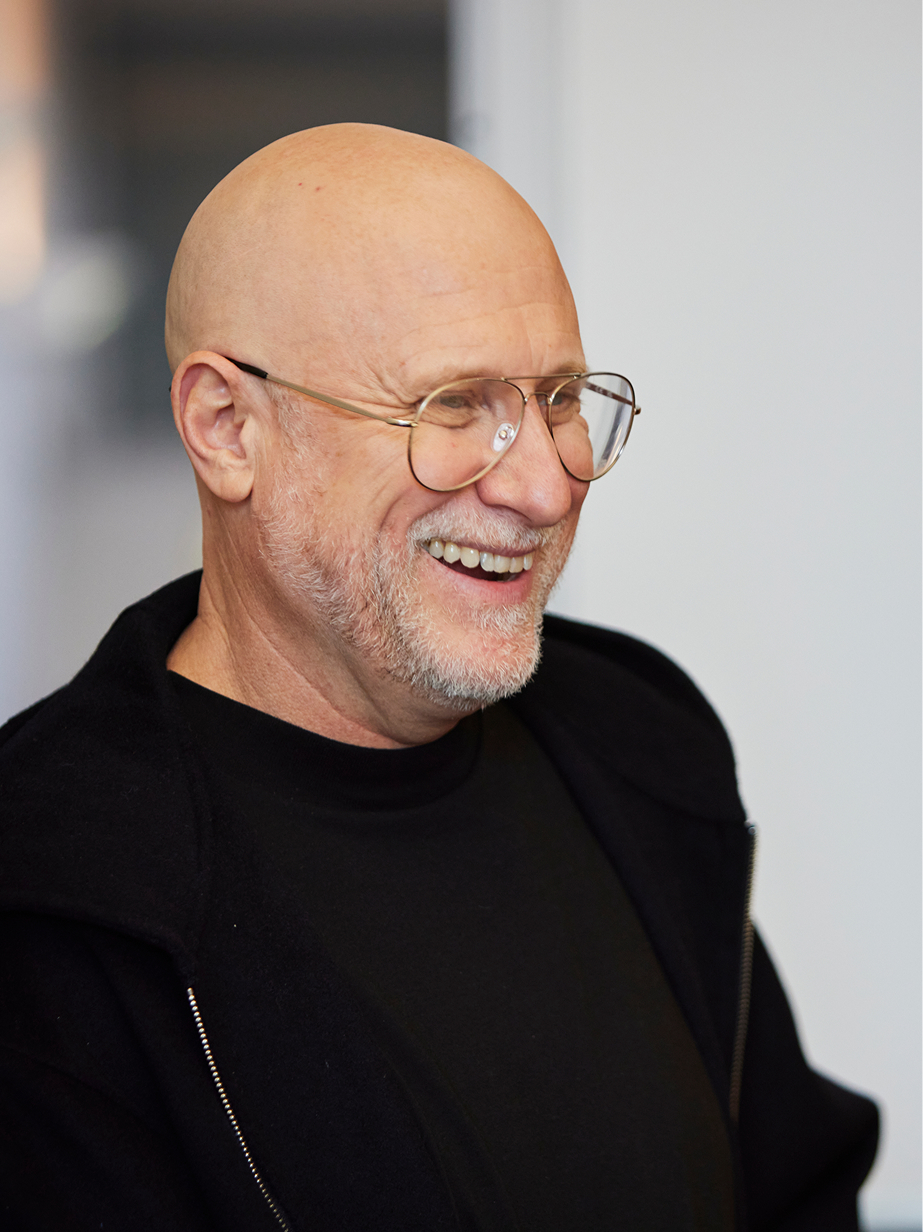 Trevor Paglen greeting attendees during a media interview at the Guggenheim Museum in New York