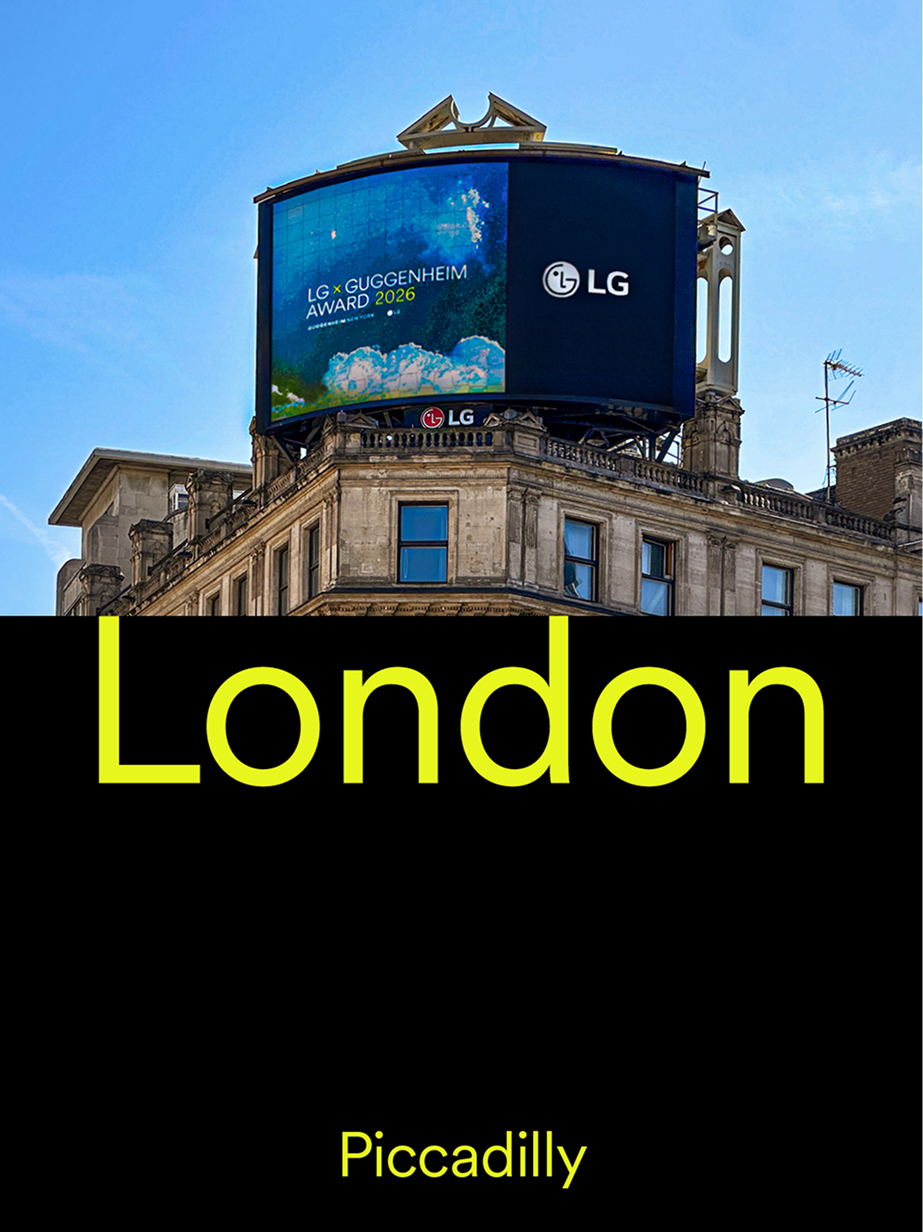 Trevor Paglen’s LG Guggenheim Award celebration video displayed on a Piccadilly Circus billboard in London