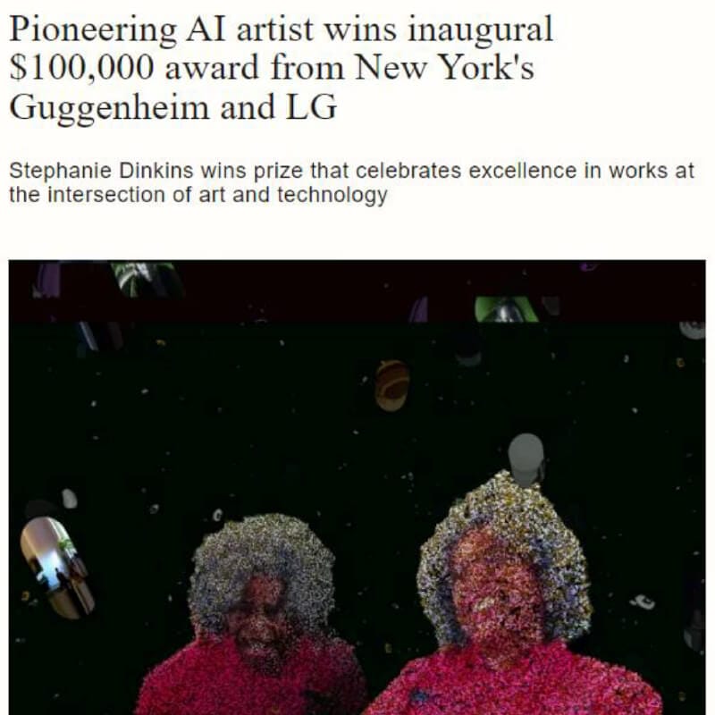 Pioneering AI artist wins inaugural $100,000 award from New York's Guggenheim and LG. The Art News Paper, 2023