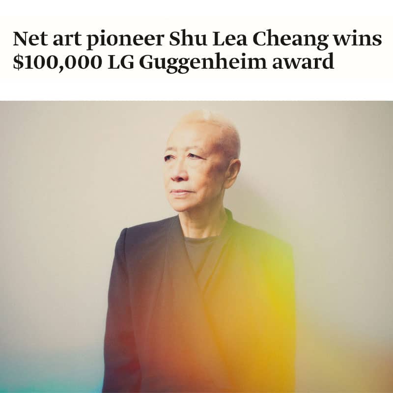 Net art pioneer Shu Lea Cheang wins $100,000 of LG Guggenheim Award 2024. The Art Newspaper, 2024